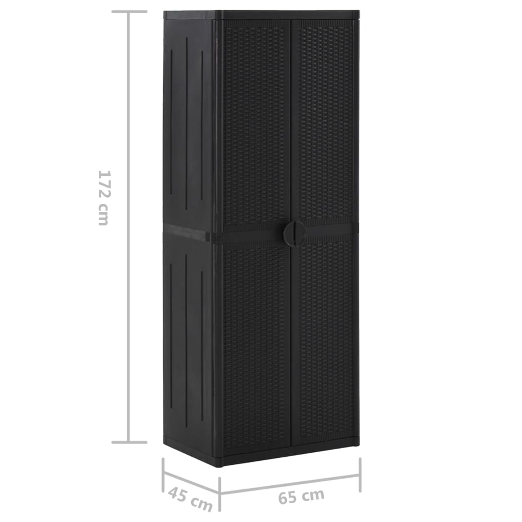 Dulap depozitare de grădină, negru, 65x45x172 cm, PP ratan GartenMobel Dekor
