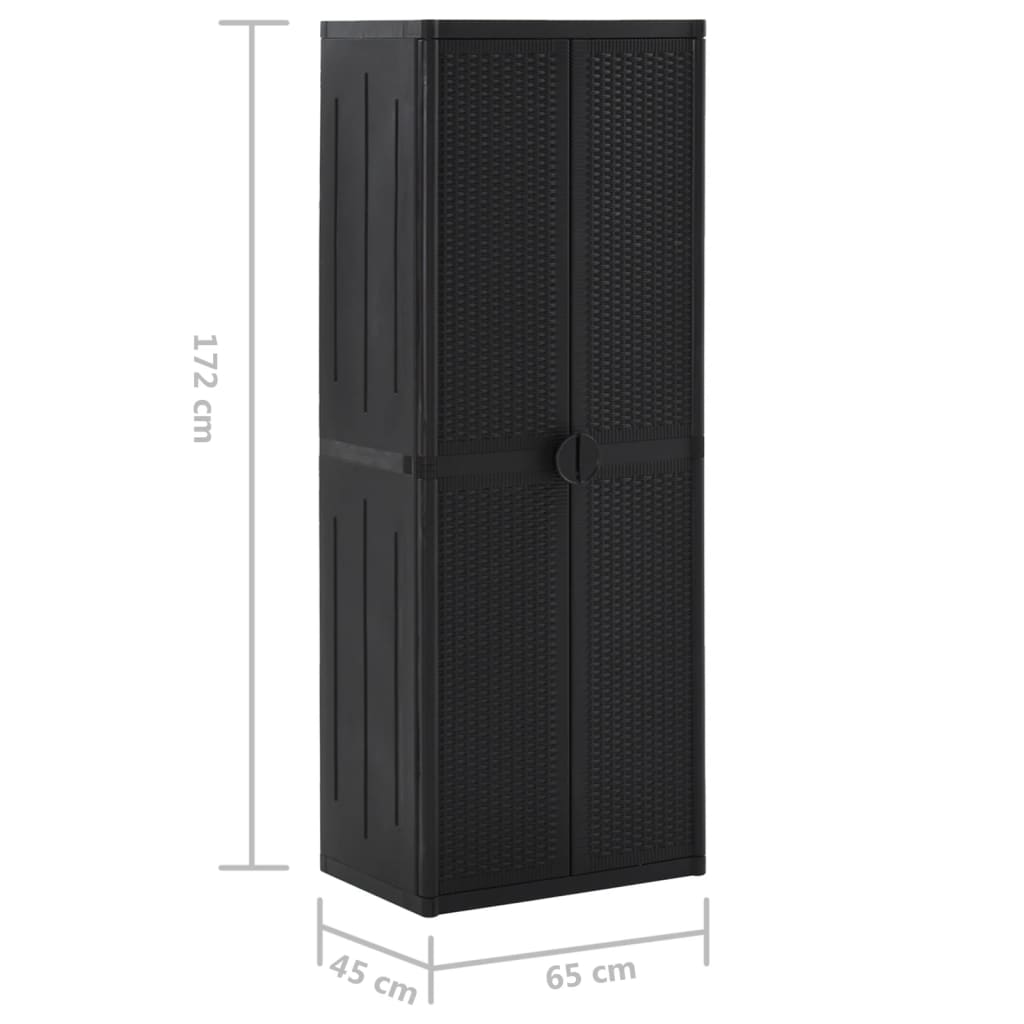 Dulap depozitare de grădină, negru, 65x45x172 cm, PP ratan GartenMobel Dekor