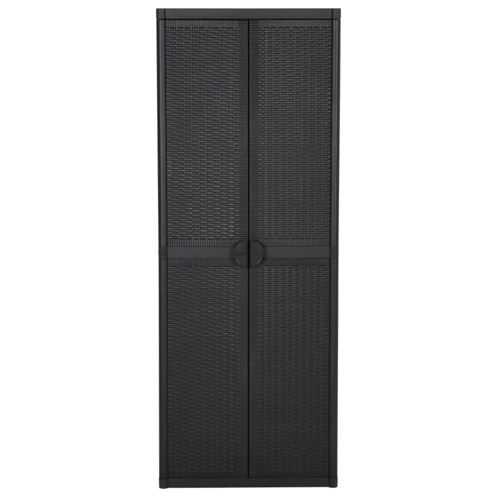 Dulap depozitare de grădină, negru, 65x45x172 cm, PP ratan GartenMobel Dekor