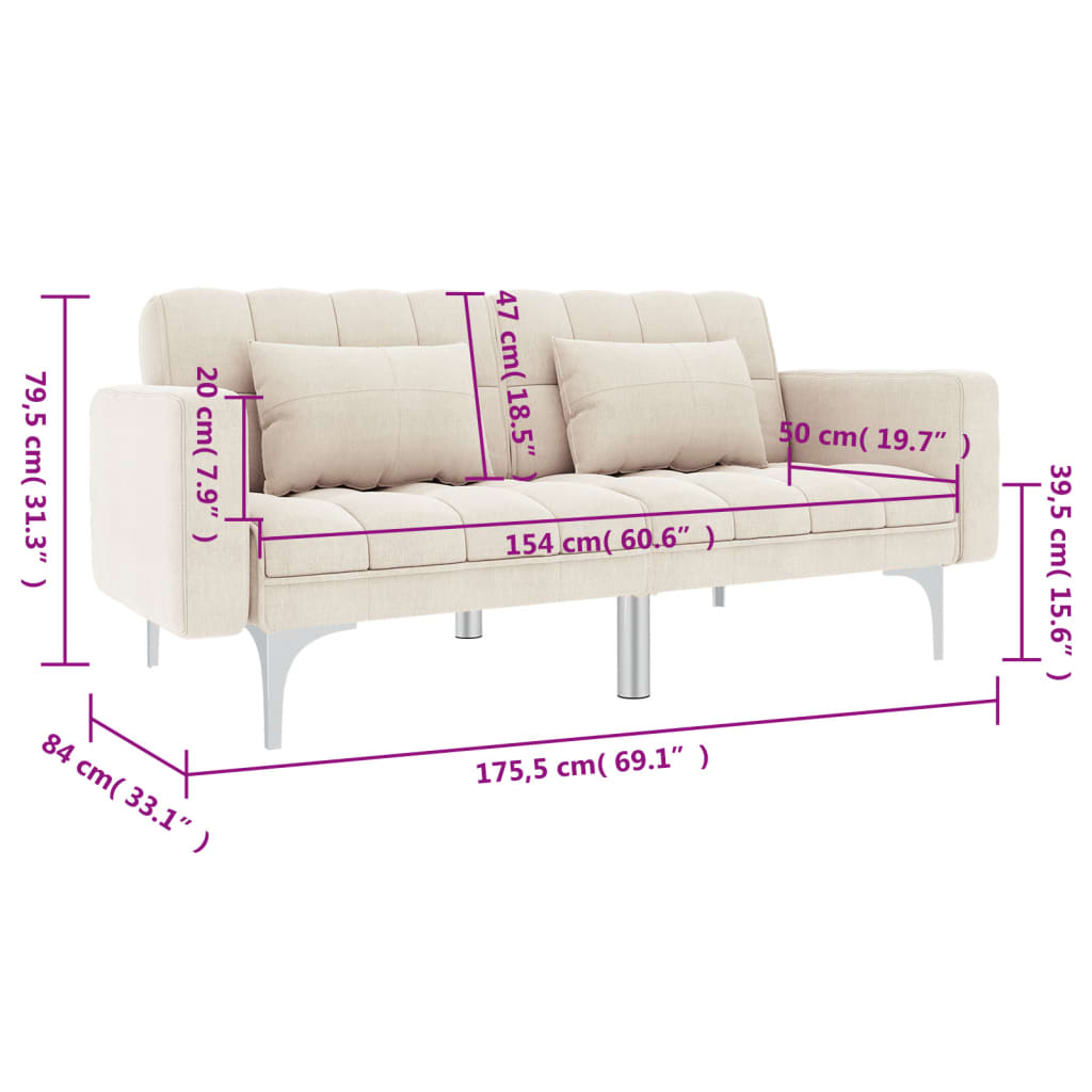 Canapea extensibilă, crem, material textil GartenMobel Dekor