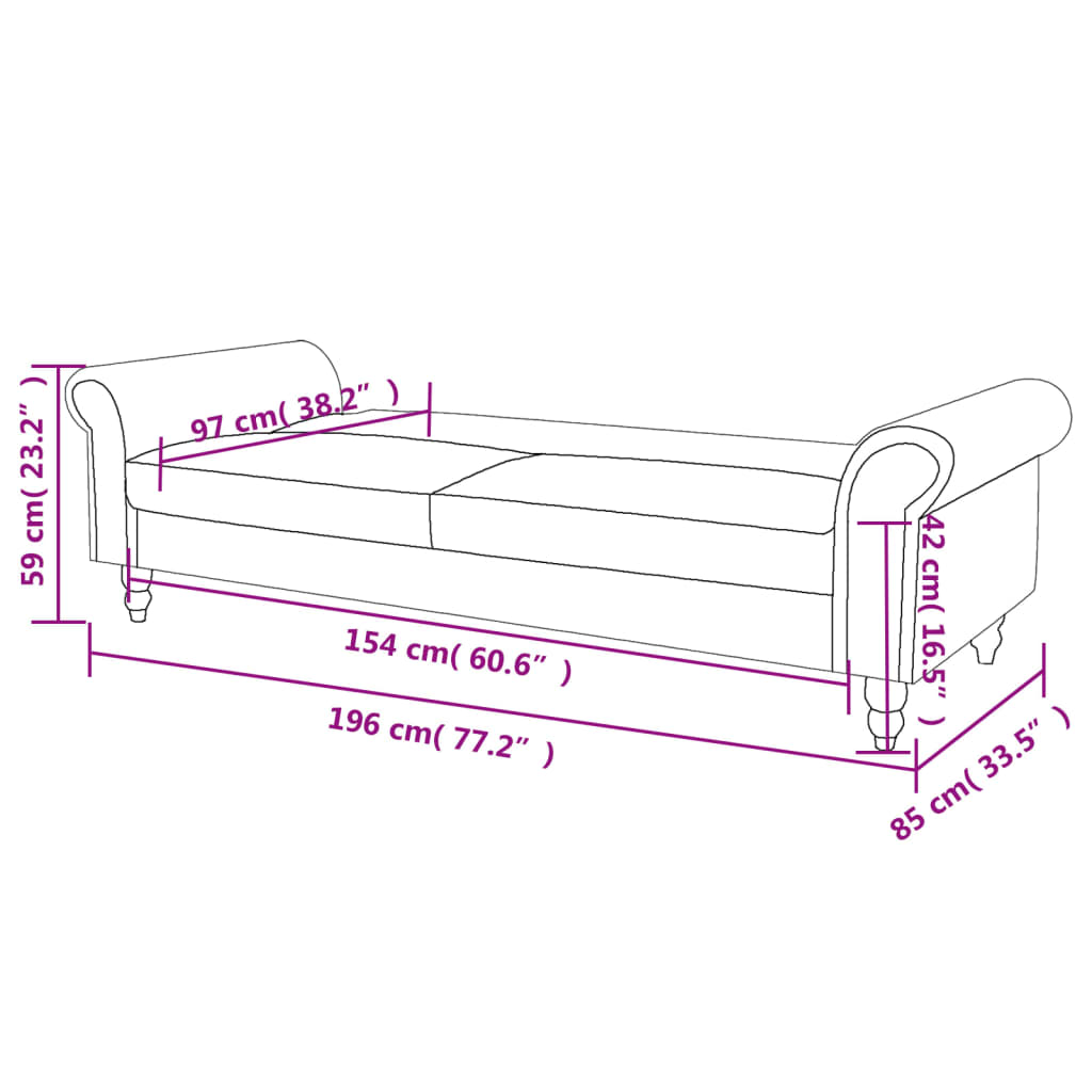Canapea extensibilă cu cotiere/2 locuri, maro, velur artificial GartenMobel Dekor