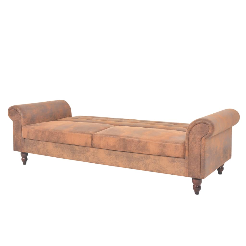 Canapea extensibilă cu cotiere/2 locuri, maro, velur artificial GartenMobel Dekor
