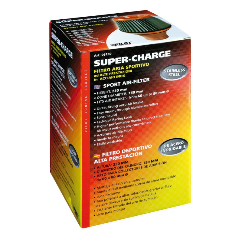 Filtru aer conic din otel inoxidabil Super-Charge Sport Garage AutoRide