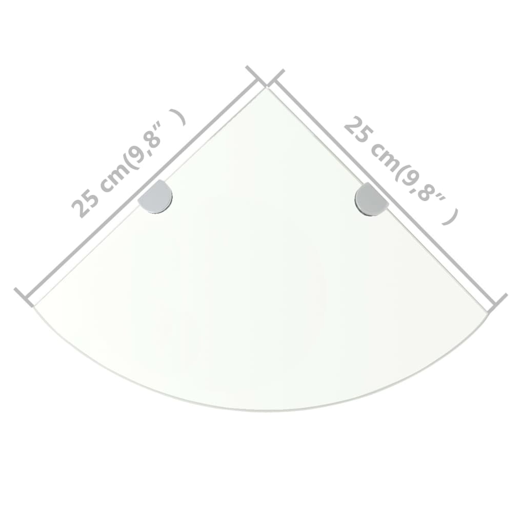 Rafturi de colț cu suporturi crom 2 buc. transparent 25x25 cm sticlă GartenMobel Dekor