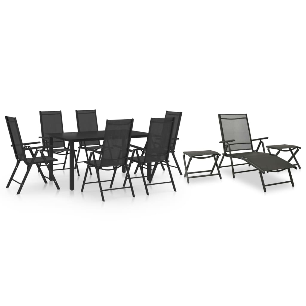 Set mobilier de grădină, 10 piese, negru și antracit GartenMobel Dekor