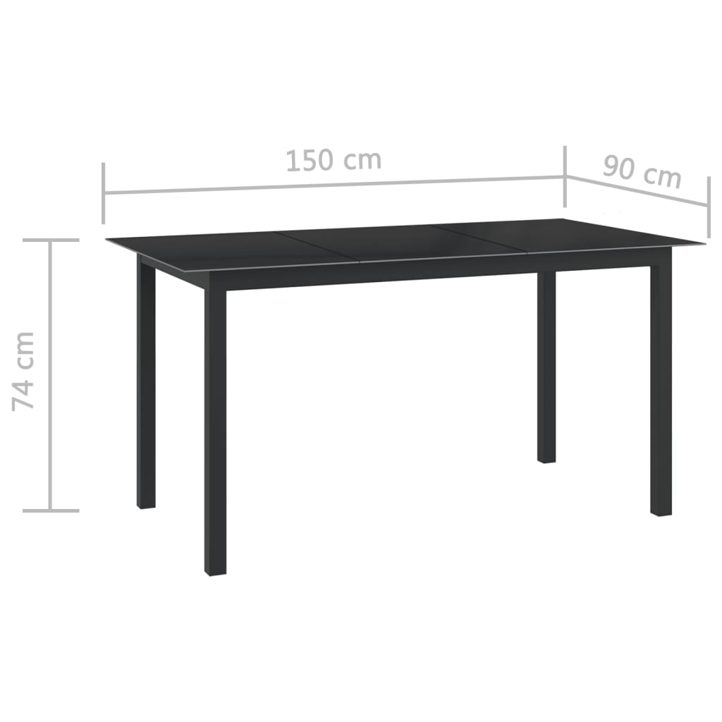 Set mobilier de grădină, 7 piese, negru, aluminiu GartenMobel Dekor