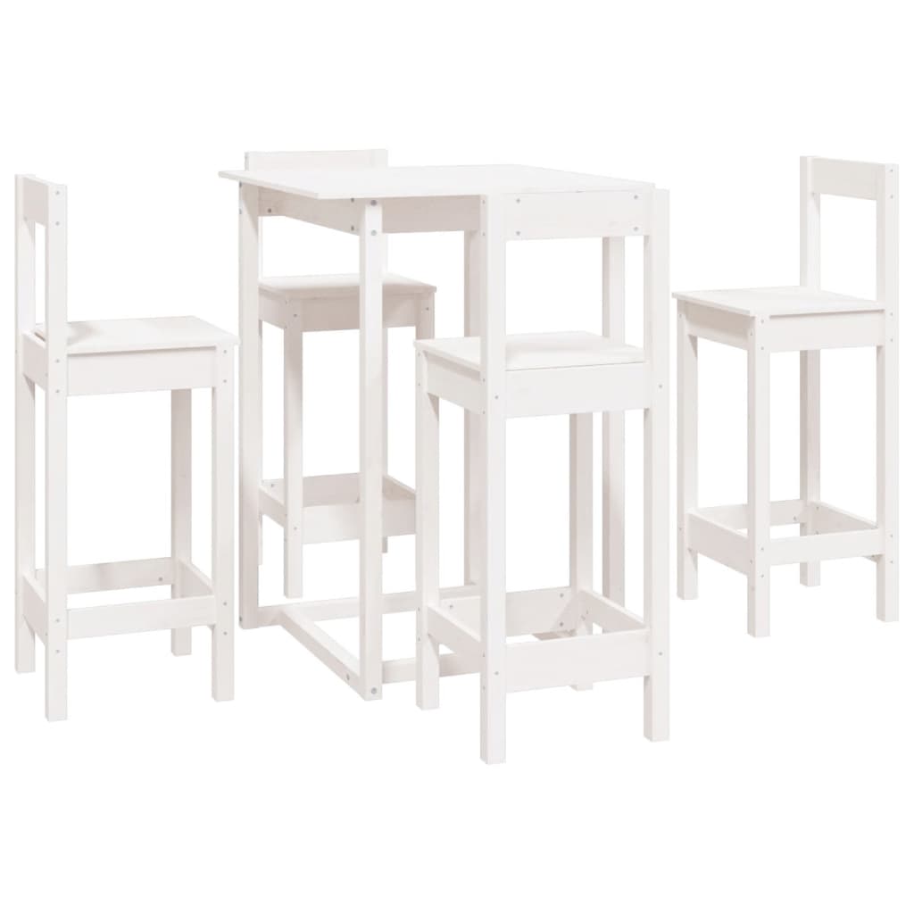 Set mobilier de bar, 5 piese, alb, lemn masiv de pin GartenMobel Dekor
