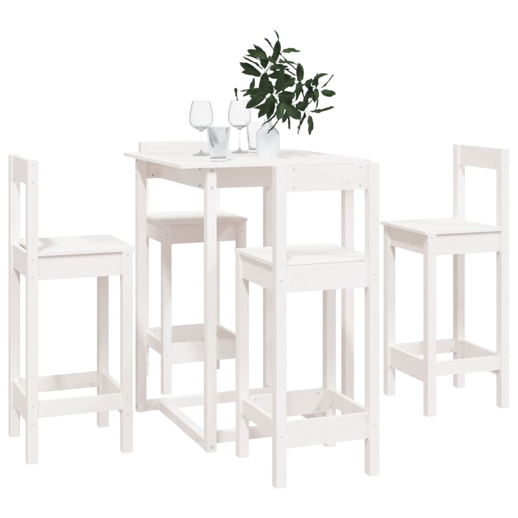 Set mobilier de bar, 5 piese, alb, lemn masiv de pin GartenMobel Dekor