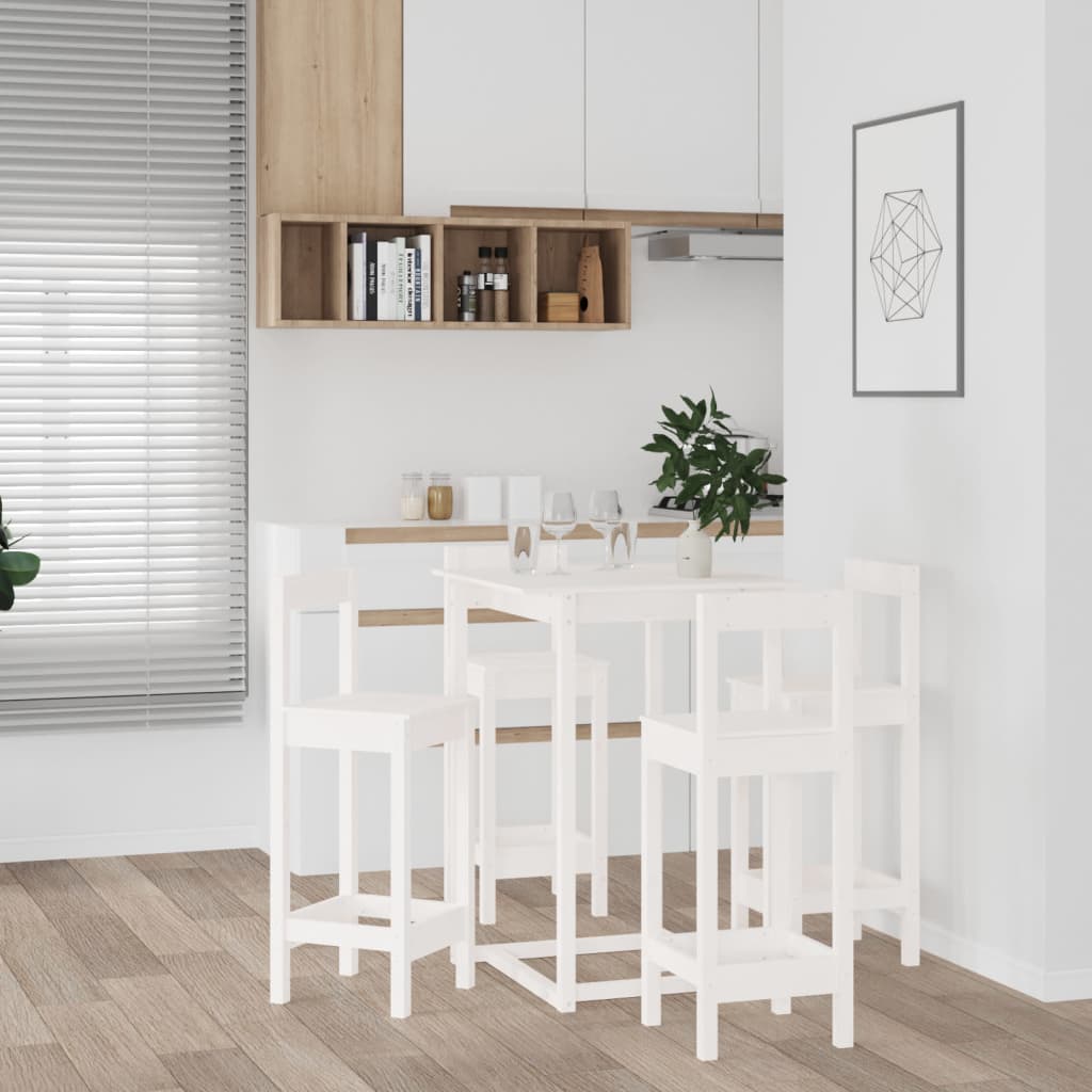Set mobilier de bar, 5 piese, alb, lemn masiv de pin GartenMobel Dekor