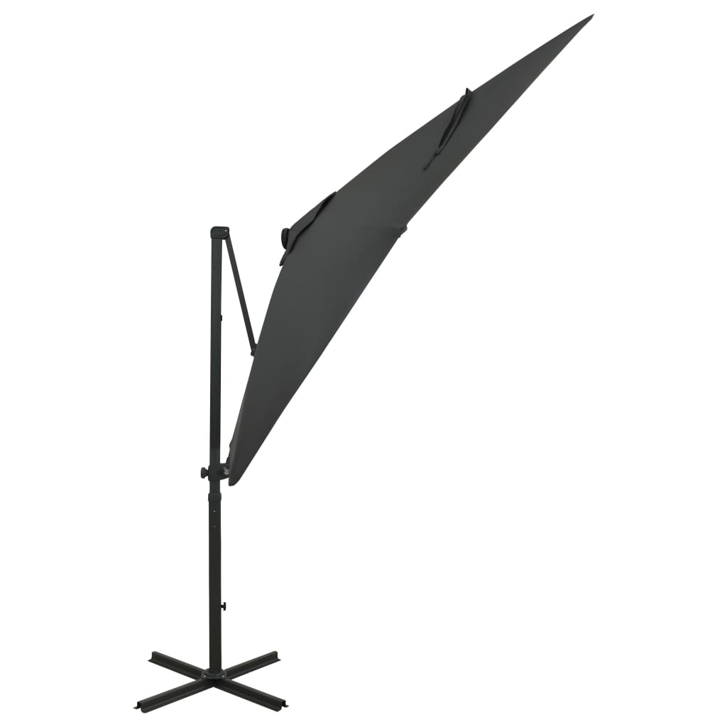 Umbrelă în consolă cu stâlp și LED-uri, antracit, 250 cm GartenMobel Dekor