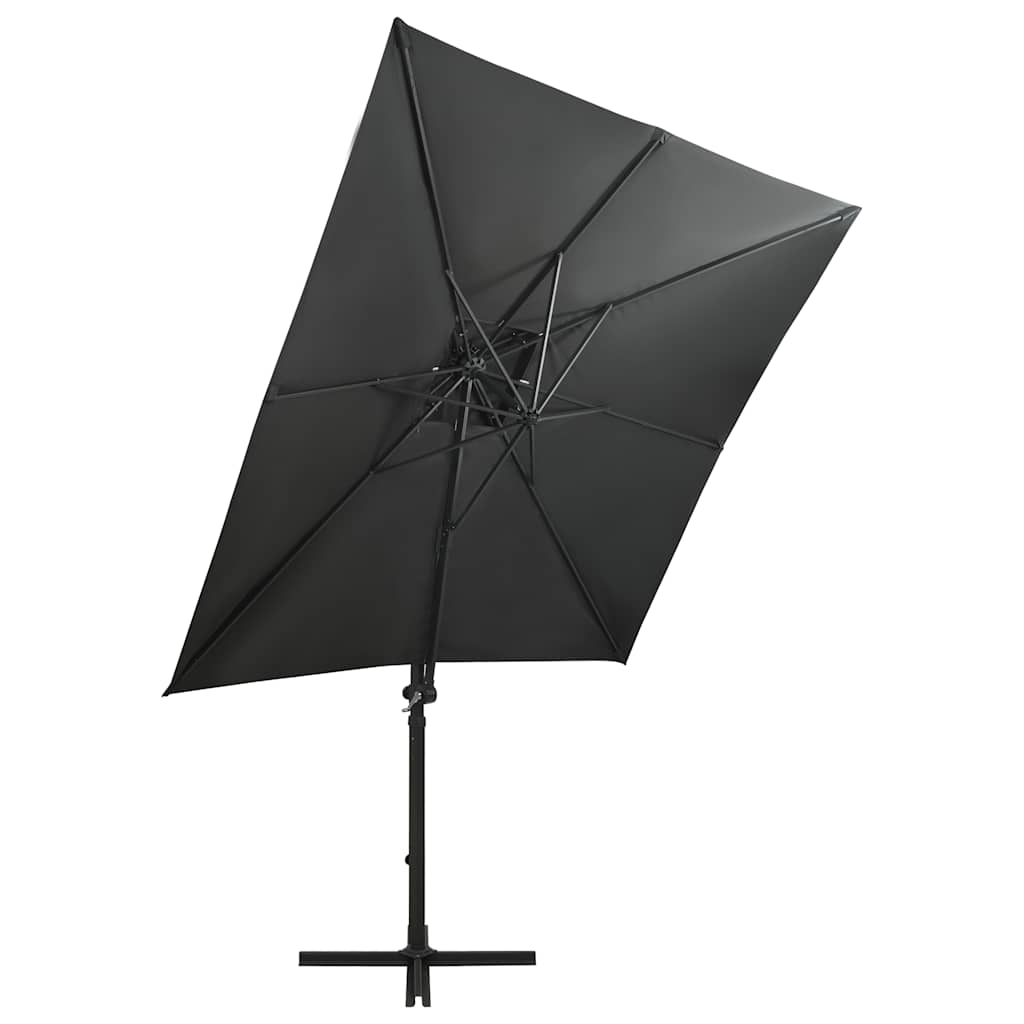 Umbrelă în consolă cu stâlp și LED-uri, antracit, 250 cm GartenMobel Dekor