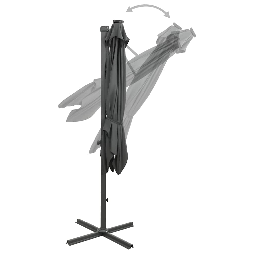 Umbrelă în consolă cu stâlp și LED-uri, antracit, 250 cm GartenMobel Dekor
