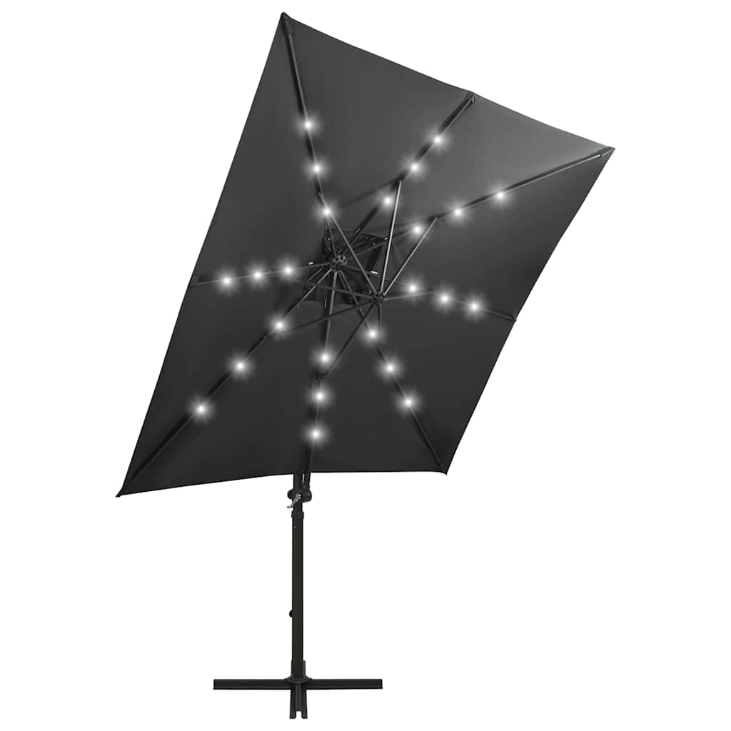 Umbrelă în consolă cu stâlp și LED-uri, antracit, 250 cm GartenMobel Dekor