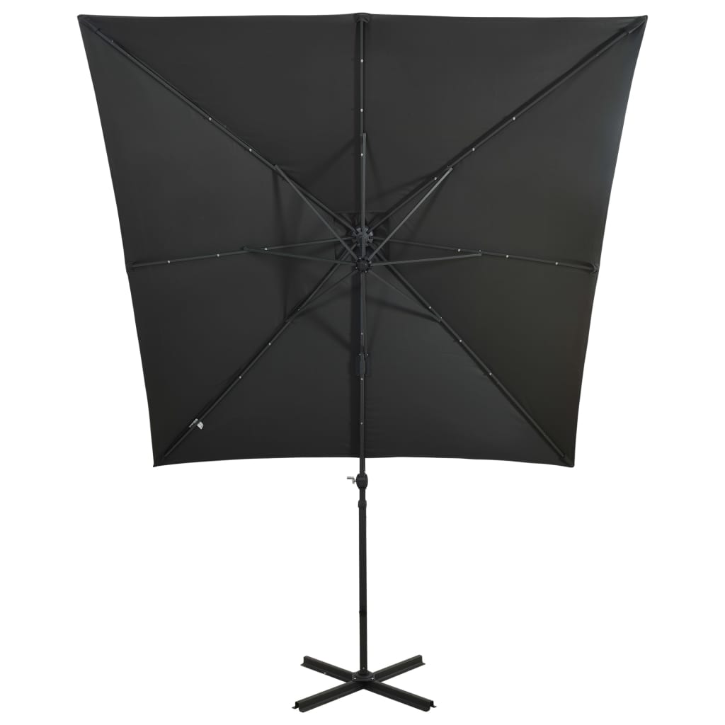 Umbrelă în consolă cu stâlp și LED-uri, antracit, 250 cm GartenMobel Dekor