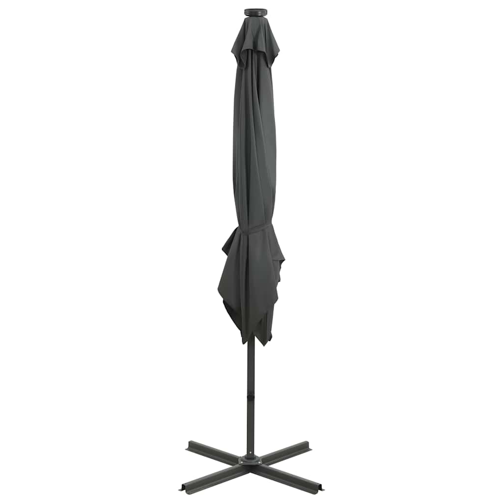 Umbrelă în consolă cu stâlp și LED-uri, antracit, 250 cm GartenMobel Dekor