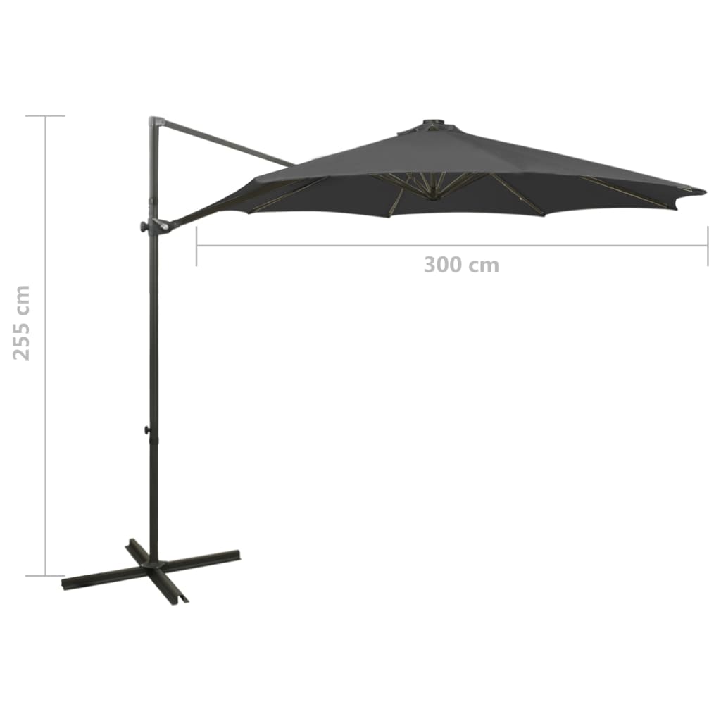 Umbrelă în consolă cu stâlp și LED-uri, antracit, 300 cm GartenMobel Dekor