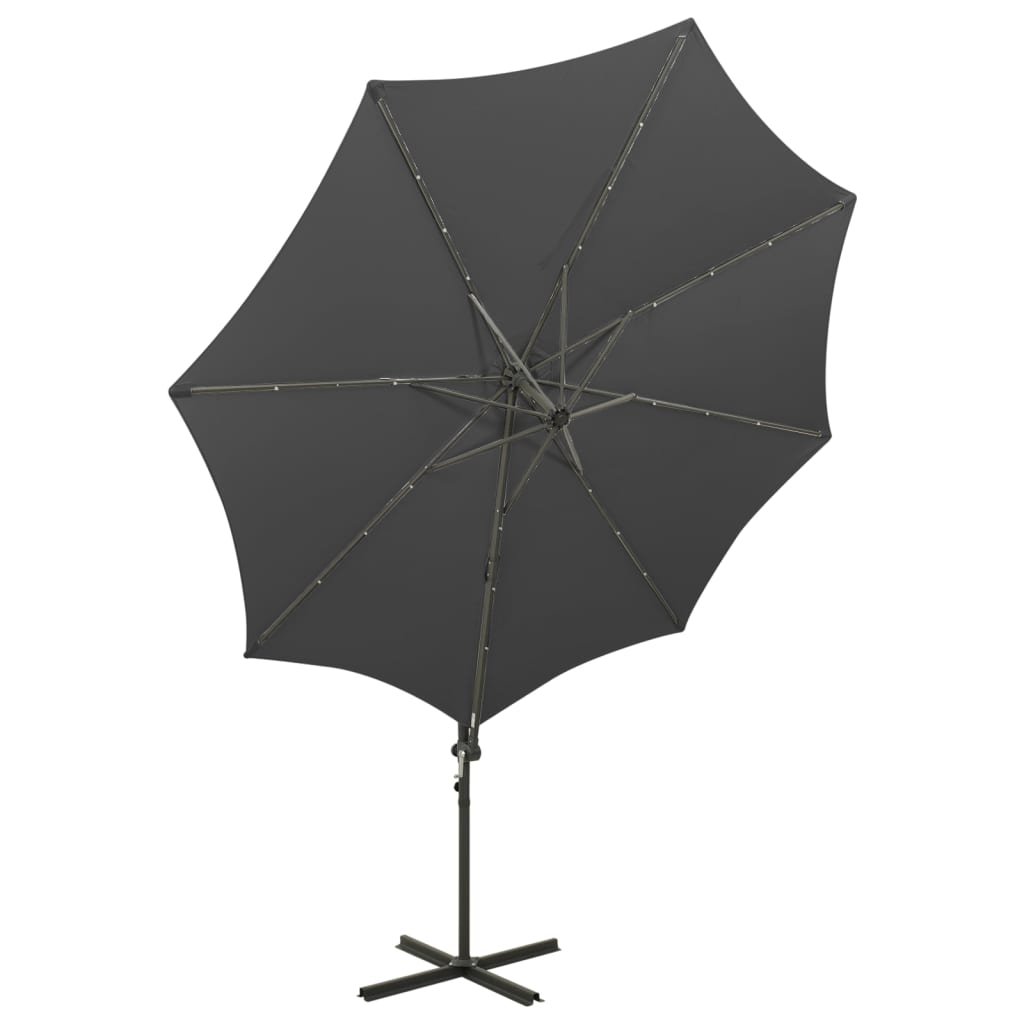 Umbrelă în consolă cu stâlp și LED-uri, antracit, 300 cm GartenMobel Dekor