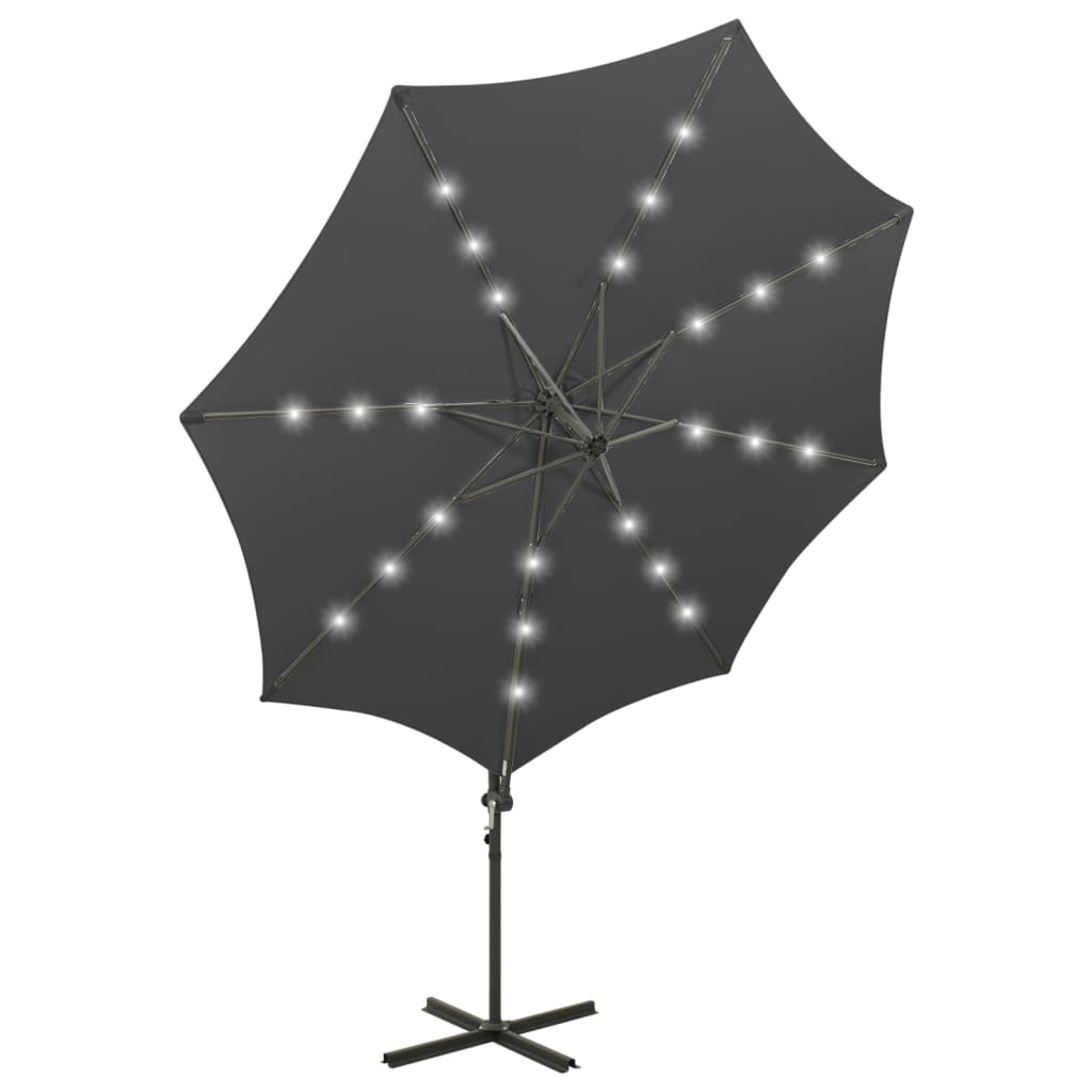 Umbrelă în consolă cu stâlp și LED-uri, antracit, 300 cm GartenMobel Dekor
