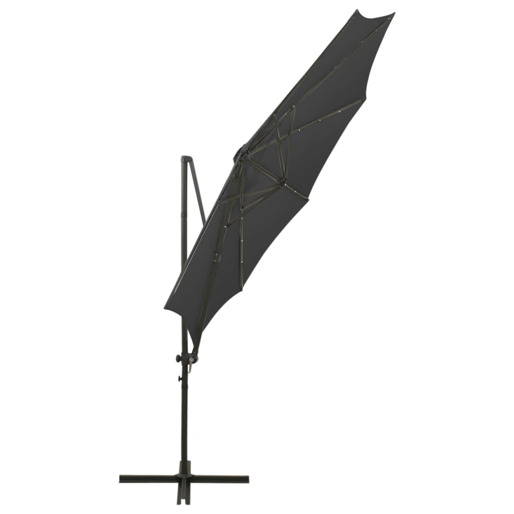 Umbrelă în consolă cu stâlp și LED-uri, antracit, 300 cm GartenMobel Dekor
