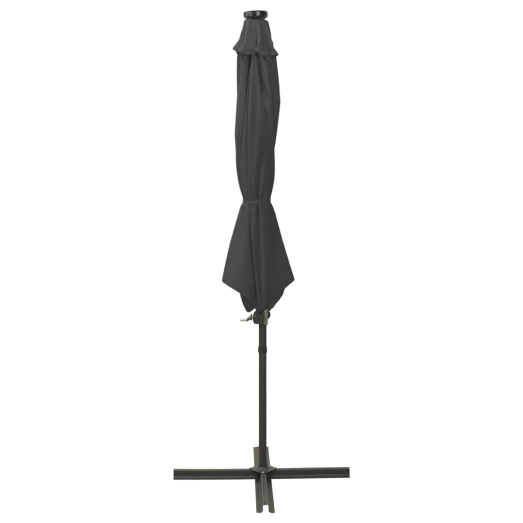 Umbrelă în consolă cu stâlp și LED-uri, antracit, 300 cm GartenMobel Dekor