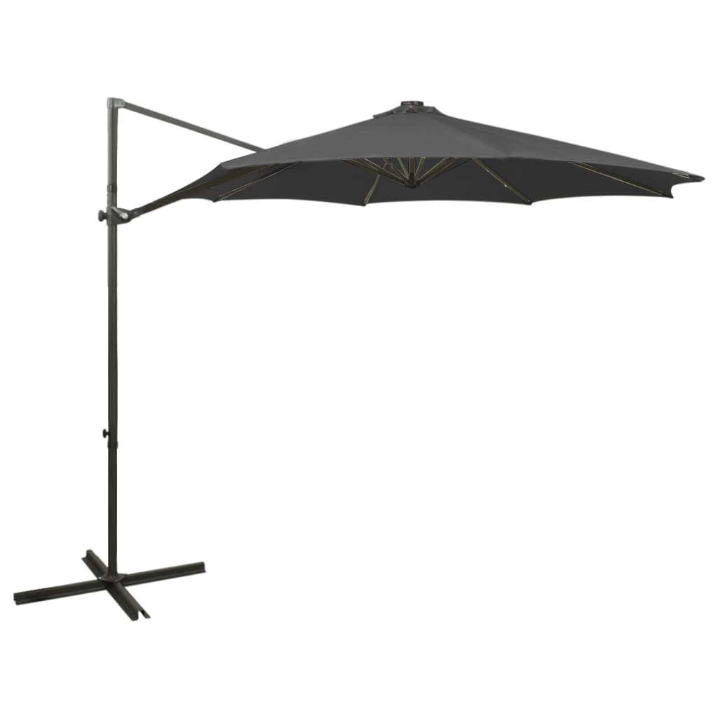 Umbrelă în consolă cu stâlp și LED-uri, antracit, 300 cm GartenMobel Dekor