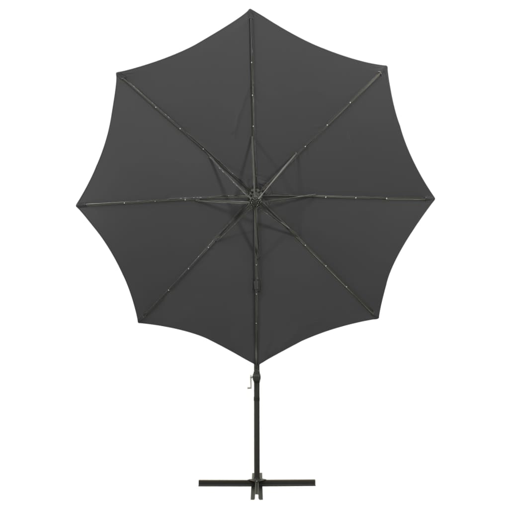 Umbrelă în consolă cu stâlp și LED-uri, antracit, 300 cm GartenMobel Dekor