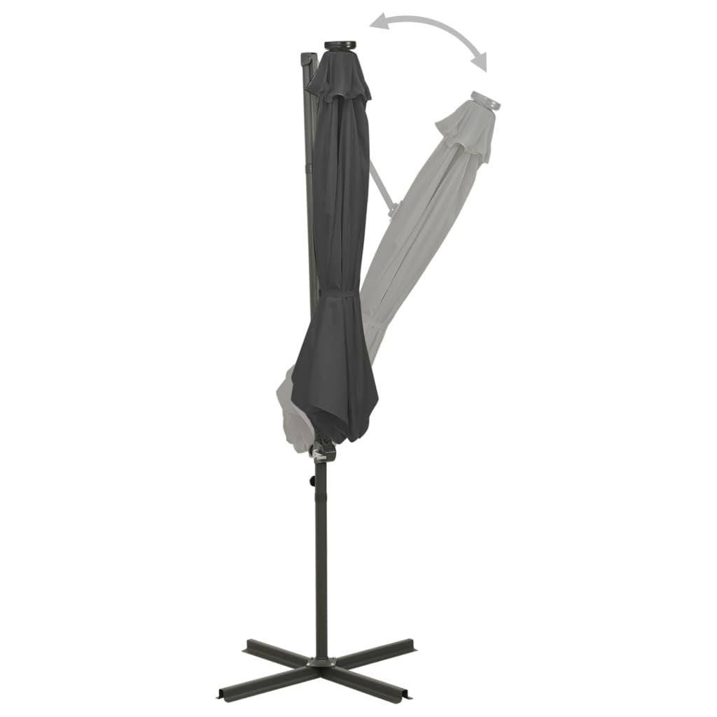 Umbrelă în consolă cu stâlp și LED-uri, antracit, 300 cm GartenMobel Dekor