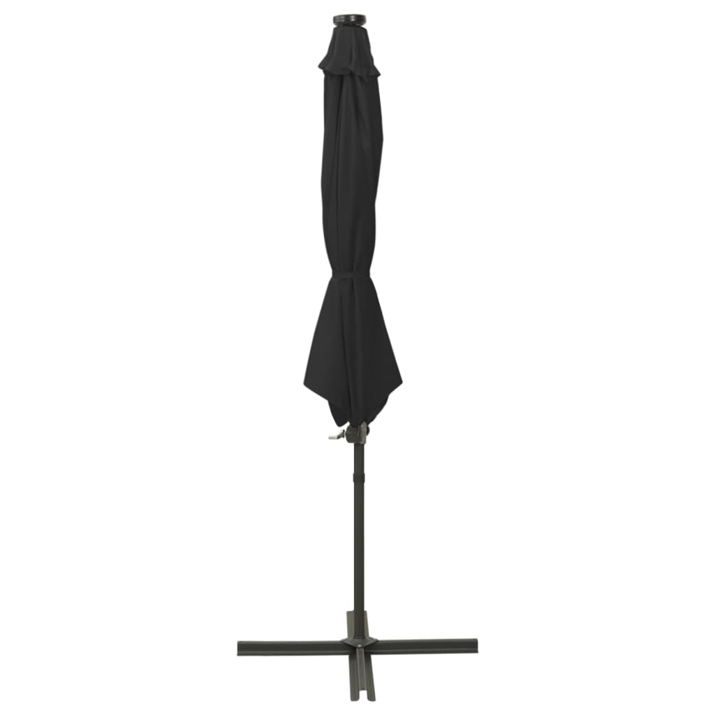 Umbrelă în consolă cu stâlp și LED-uri, negru, 300 cm GartenMobel Dekor