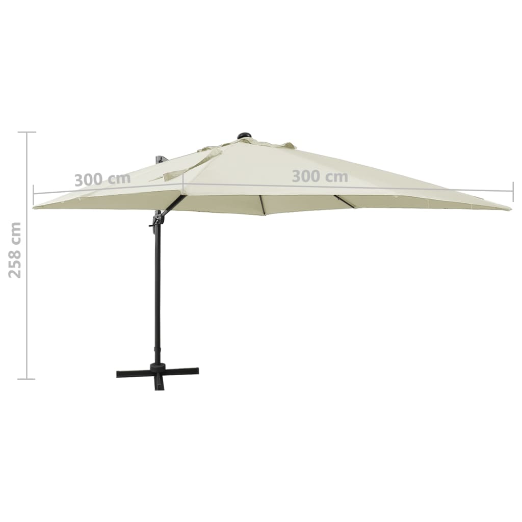Umbrelă în consolă cu stâlp și LED-uri, nisipiu, 300 cm GartenMobel Dekor