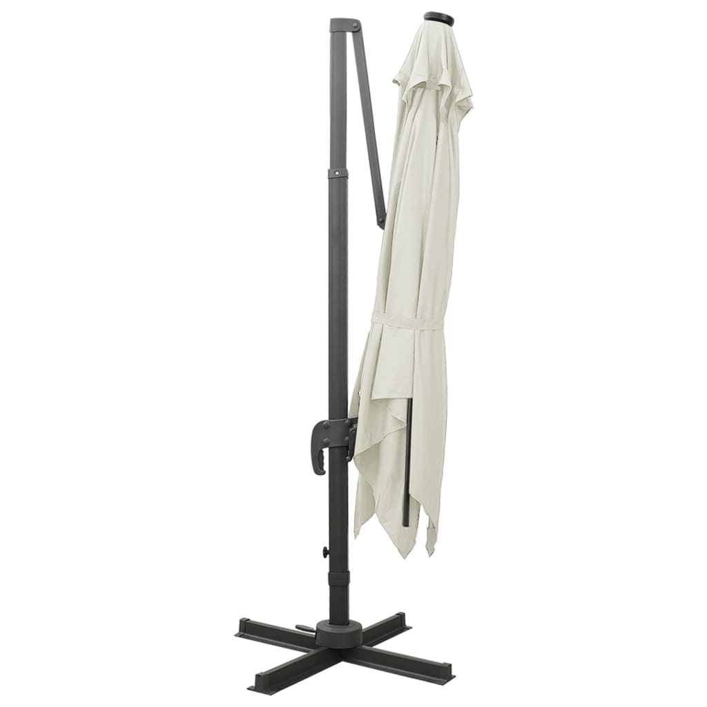 Umbrelă în consolă cu stâlp și LED-uri, nisipiu, 300 cm GartenMobel Dekor