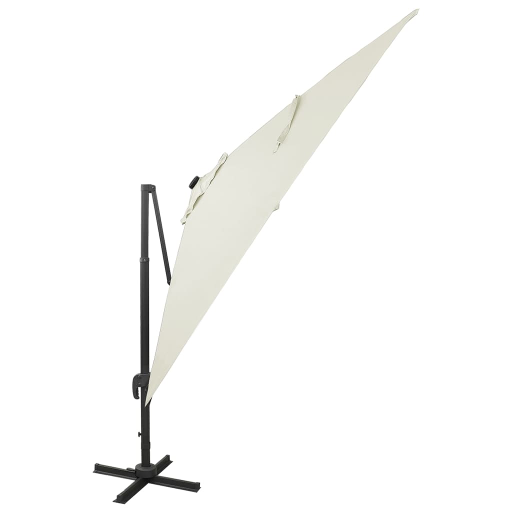Umbrelă în consolă cu stâlp și LED-uri, nisipiu, 300 cm GartenMobel Dekor