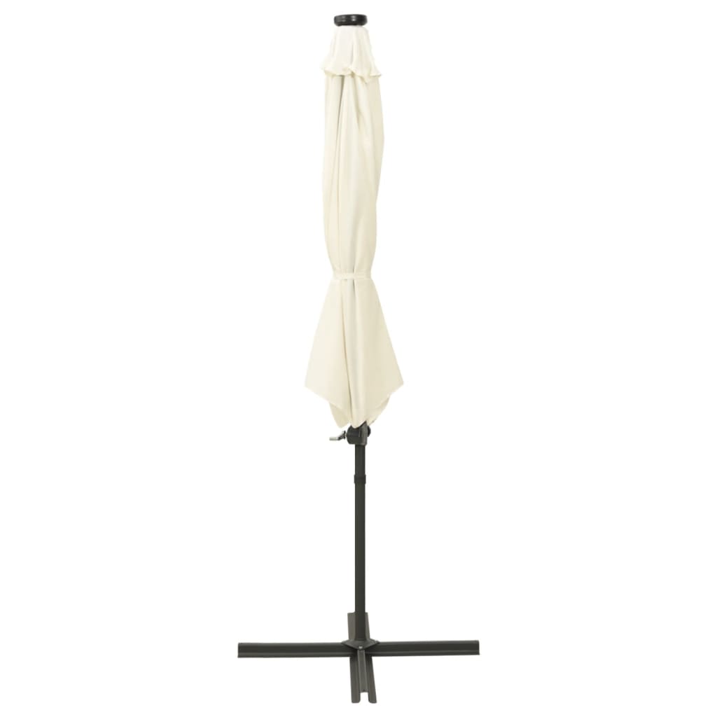Umbrelă în consolă cu stâlp și LED-uri, nisipiu, 300 cm GartenMobel Dekor