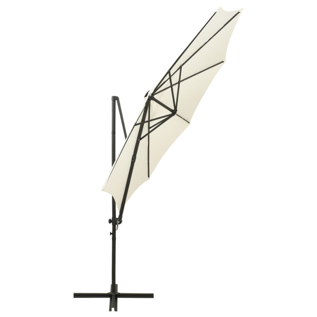 Umbrelă în consolă cu stâlp și LED-uri, nisipiu, 300 cm GartenMobel Dekor