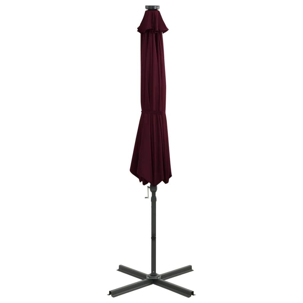Umbrelă în consolă cu stâlp și LED-uri, roșu bordo, 300 cm GartenMobel Dekor