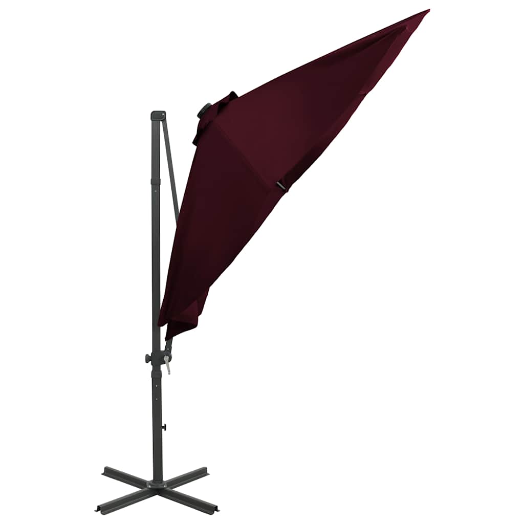 Umbrelă în consolă cu stâlp și LED-uri, roșu bordo, 300 cm GartenMobel Dekor