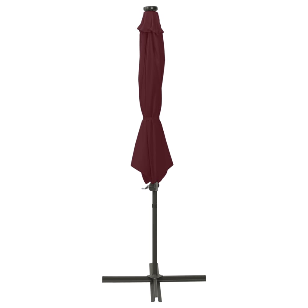Umbrelă în consolă cu stâlp și LED-uri, roșu bordo, 300 cm GartenMobel Dekor
