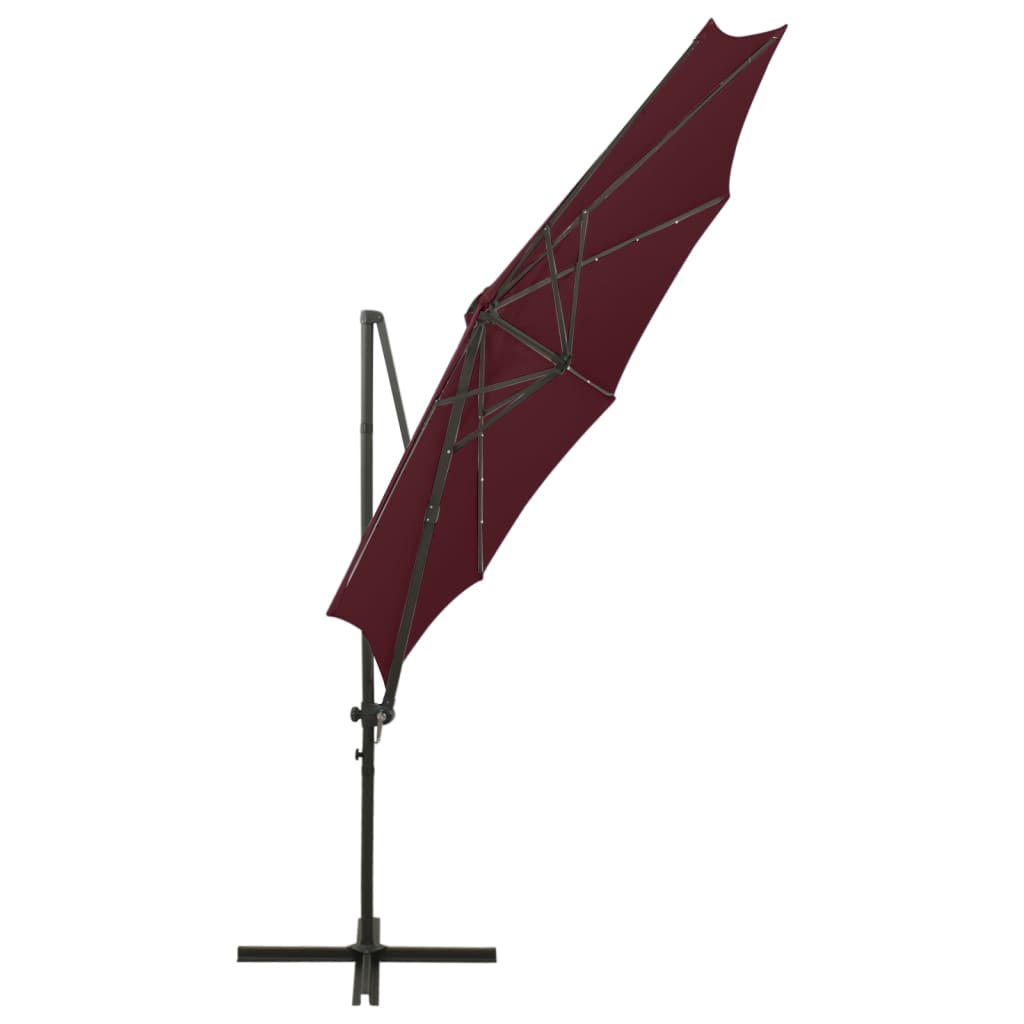 Umbrelă în consolă cu stâlp și LED-uri, roșu bordo, 300 cm GartenMobel Dekor