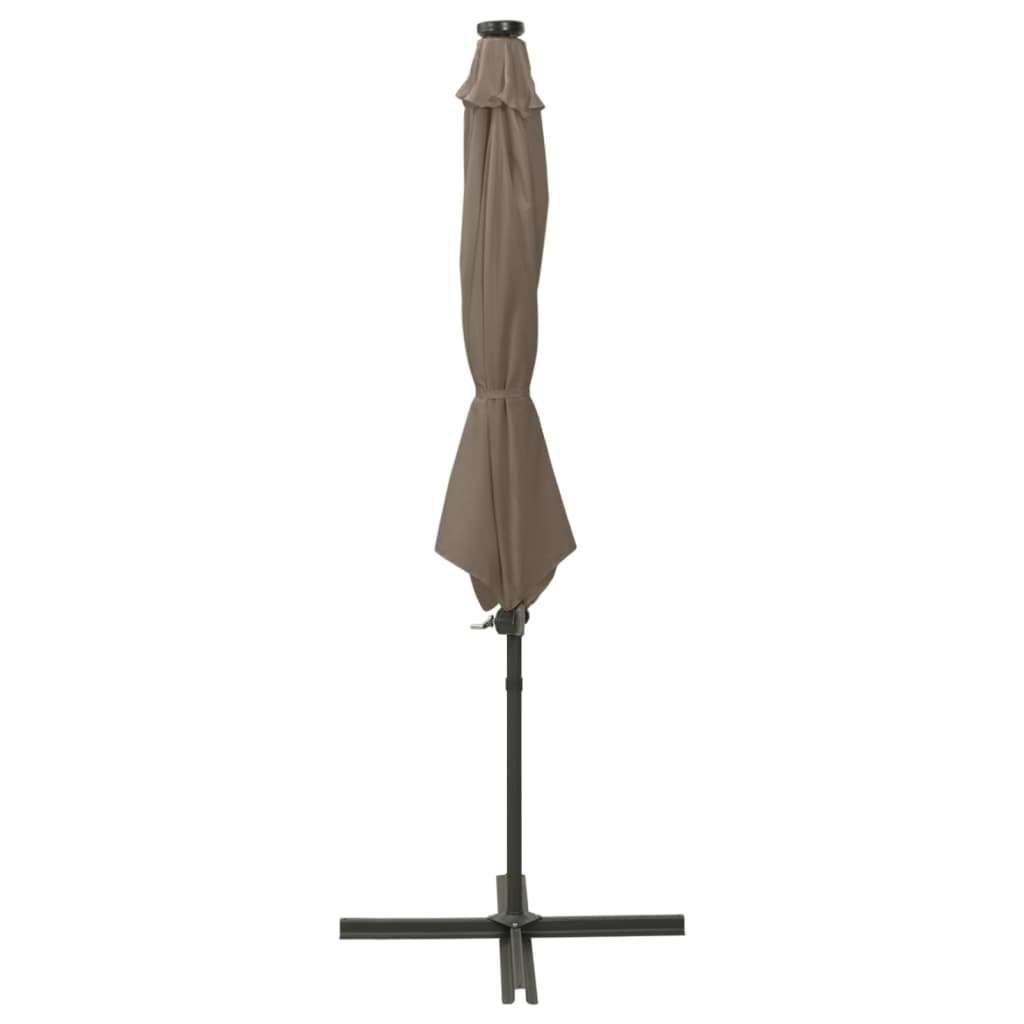 Umbrelă în consolă cu stâlp și LED-uri, taupe, 300 cm GartenMobel Dekor