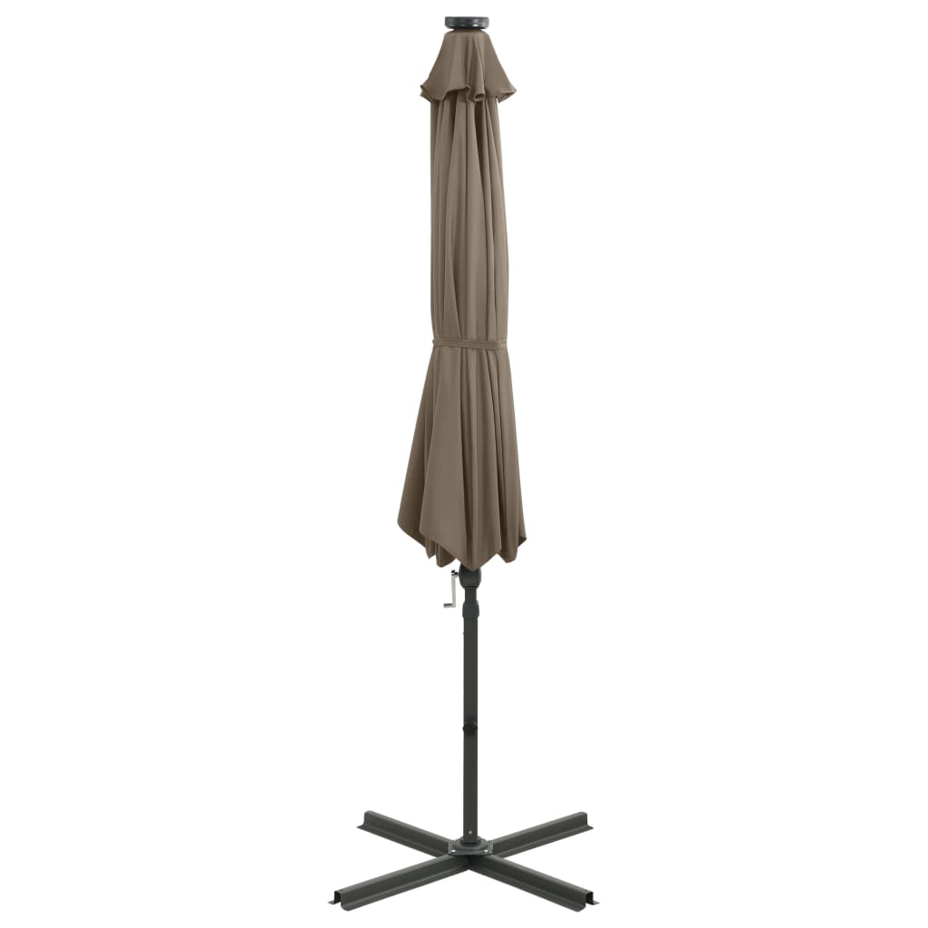 Umbrelă în consolă cu stâlp și LED-uri, taupe, 300 cm GartenMobel Dekor