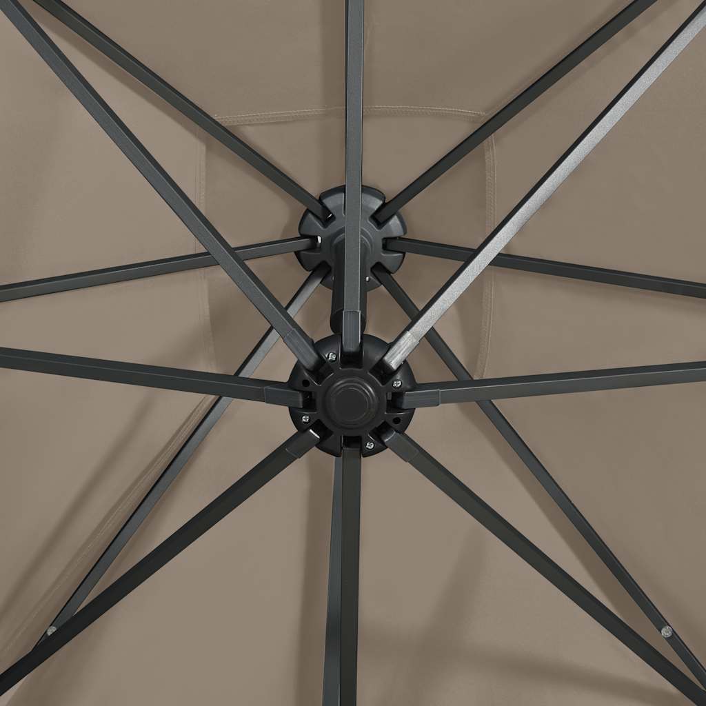 Umbrelă în consolă cu stâlp și LED-uri, taupe, 300 cm GartenMobel Dekor