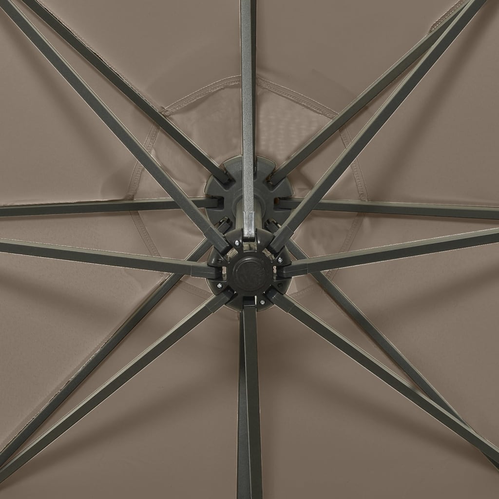 Umbrelă în consolă cu stâlp și LED-uri, taupe, 300 cm GartenMobel Dekor
