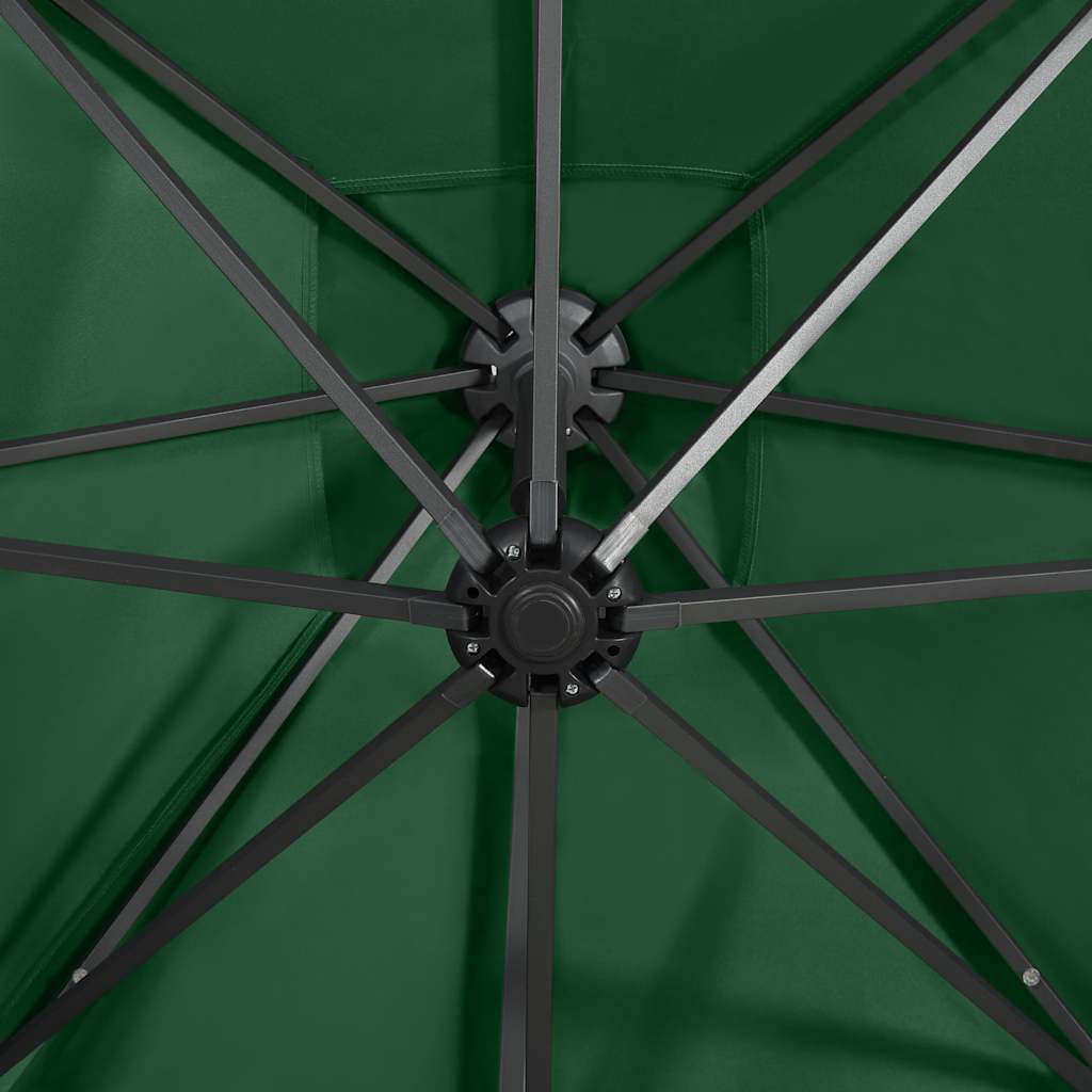 Umbrelă în consolă cu stâlp și LED-uri, verde, 250 cm GartenMobel Dekor