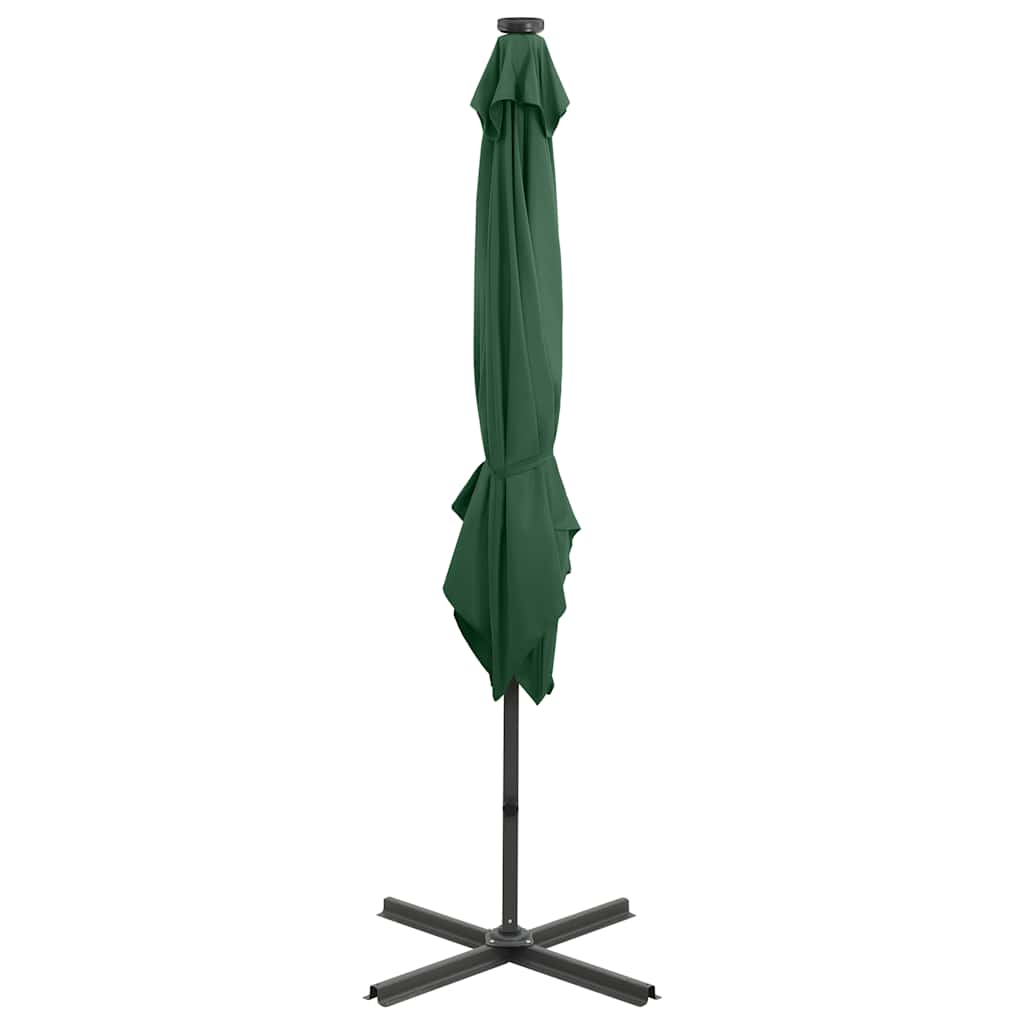 Umbrelă în consolă cu stâlp și LED-uri, verde, 250 cm GartenMobel Dekor