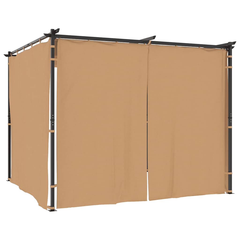 Pavilion cu draperii, gri taupe, 3 x 3 m, oțel GartenMobel Dekor