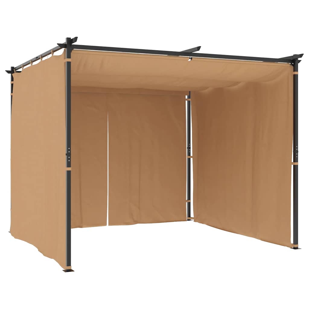 Pavilion cu draperii, gri taupe, 3 x 3 m, oțel GartenMobel Dekor
