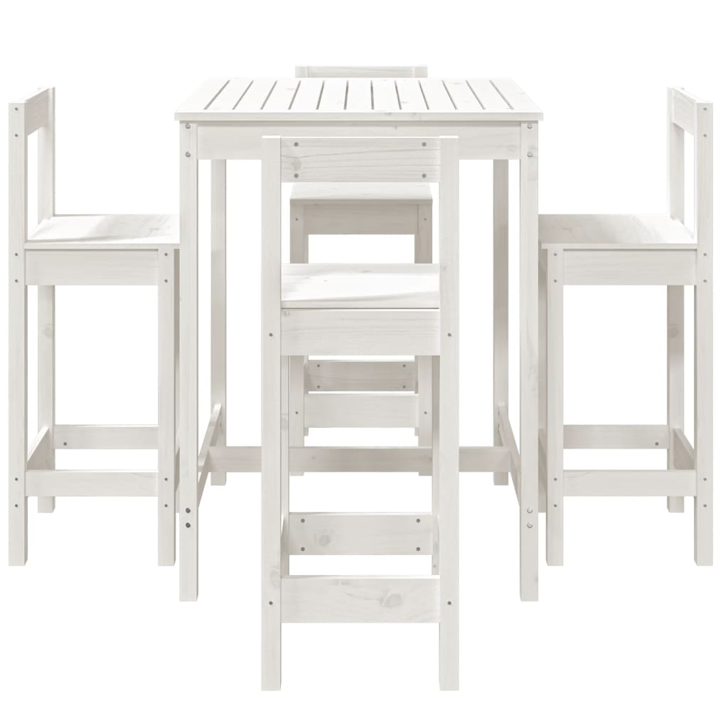 Set mobilier de bar pentru grădină, 5 piese,alb, lemn masiv pin GartenMobel Dekor