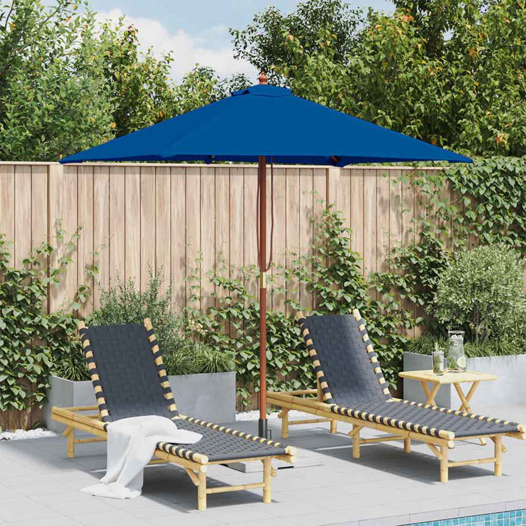 Umbrelă de soare de grădină, stâlp lemn, albastru, 150x200 cm GartenMobel Dekor