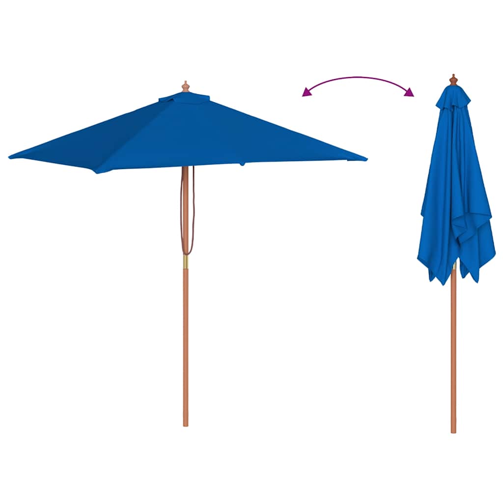 Umbrelă de soare de grădină, stâlp lemn, albastru, 150x200 cm GartenMobel Dekor