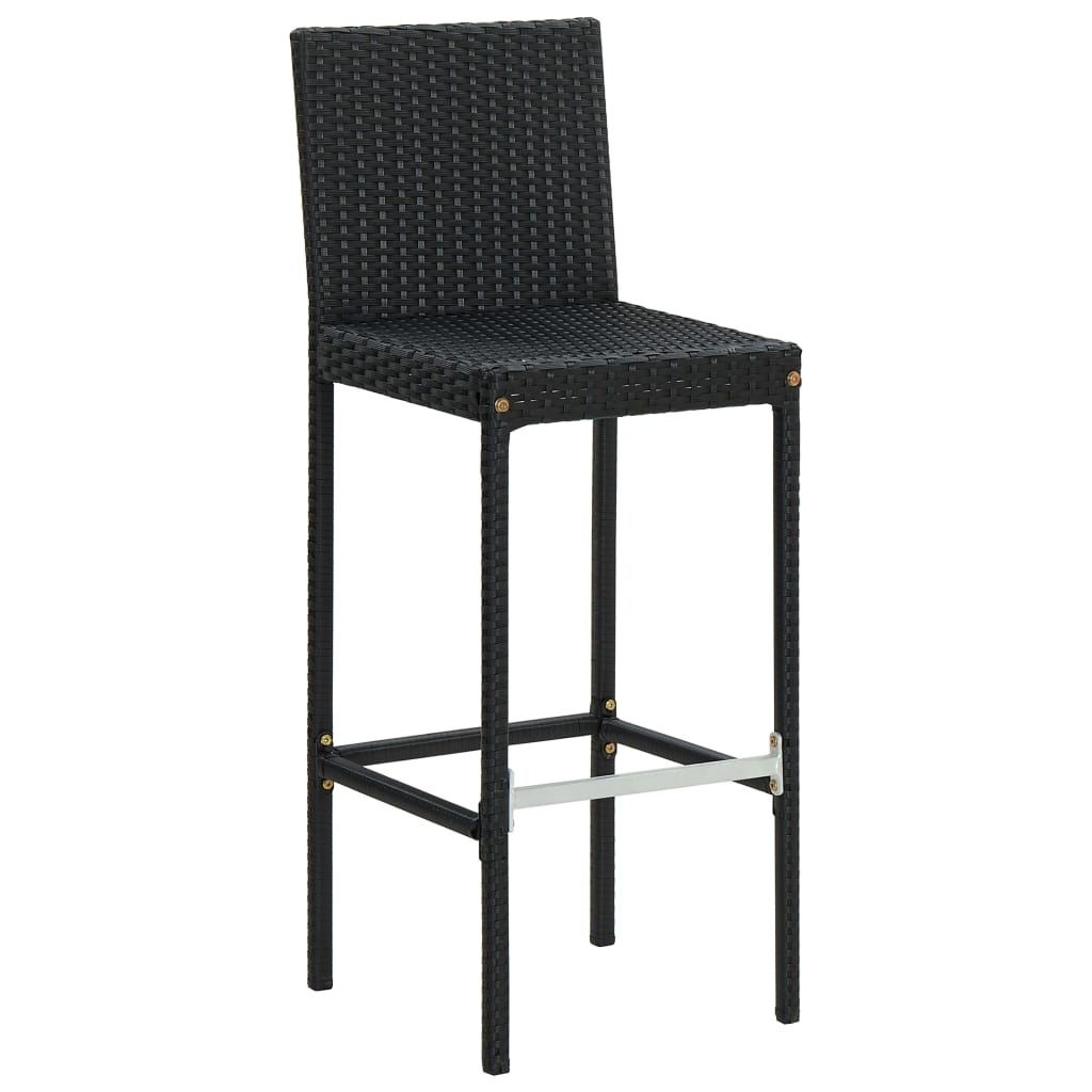 Scaune de bar pentru grădină cu perne, 2 buc., negru, poliratan GartenMobel Dekor