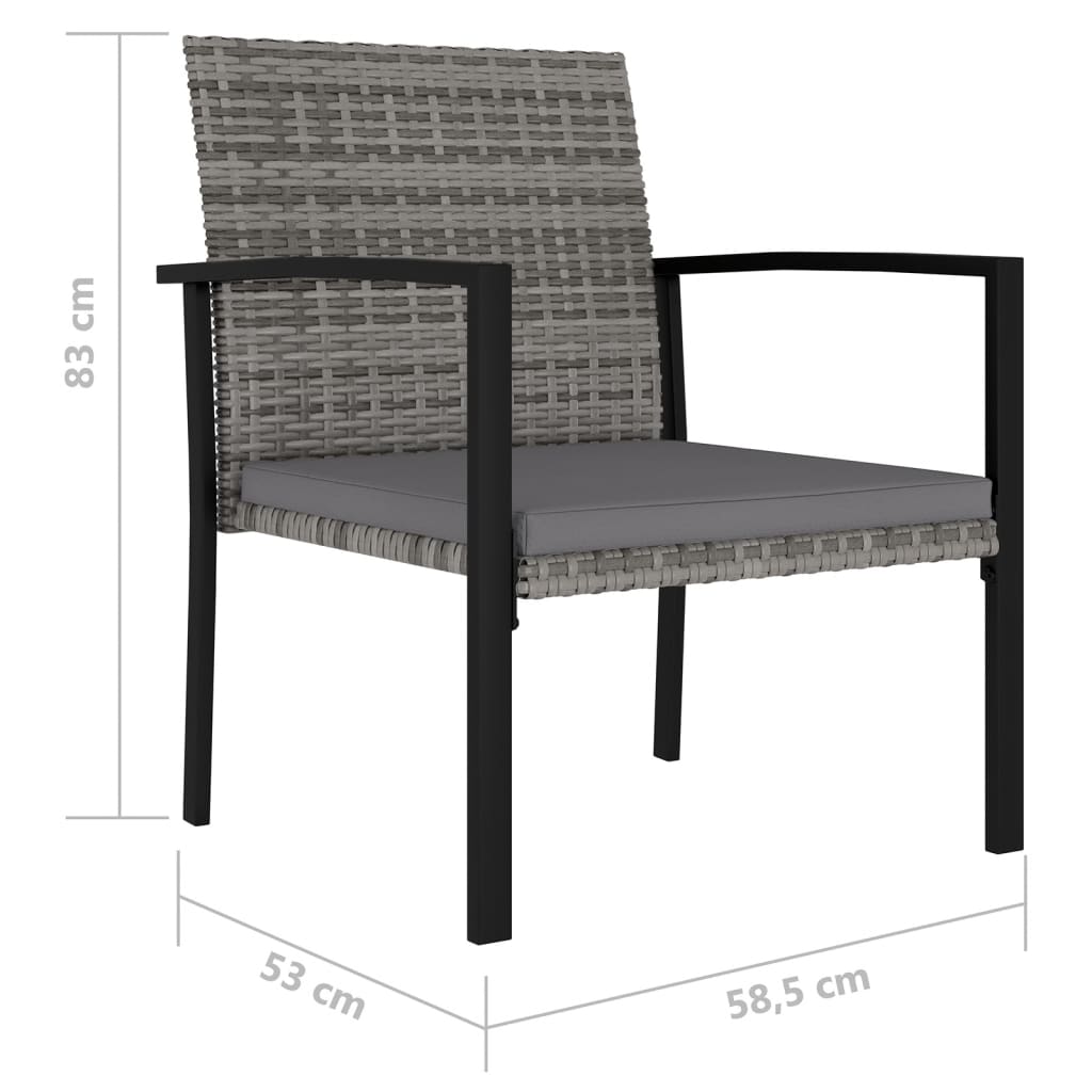Scaune de masă pentru grădină, 4 buc., gri, poliratan GartenMobel Dekor